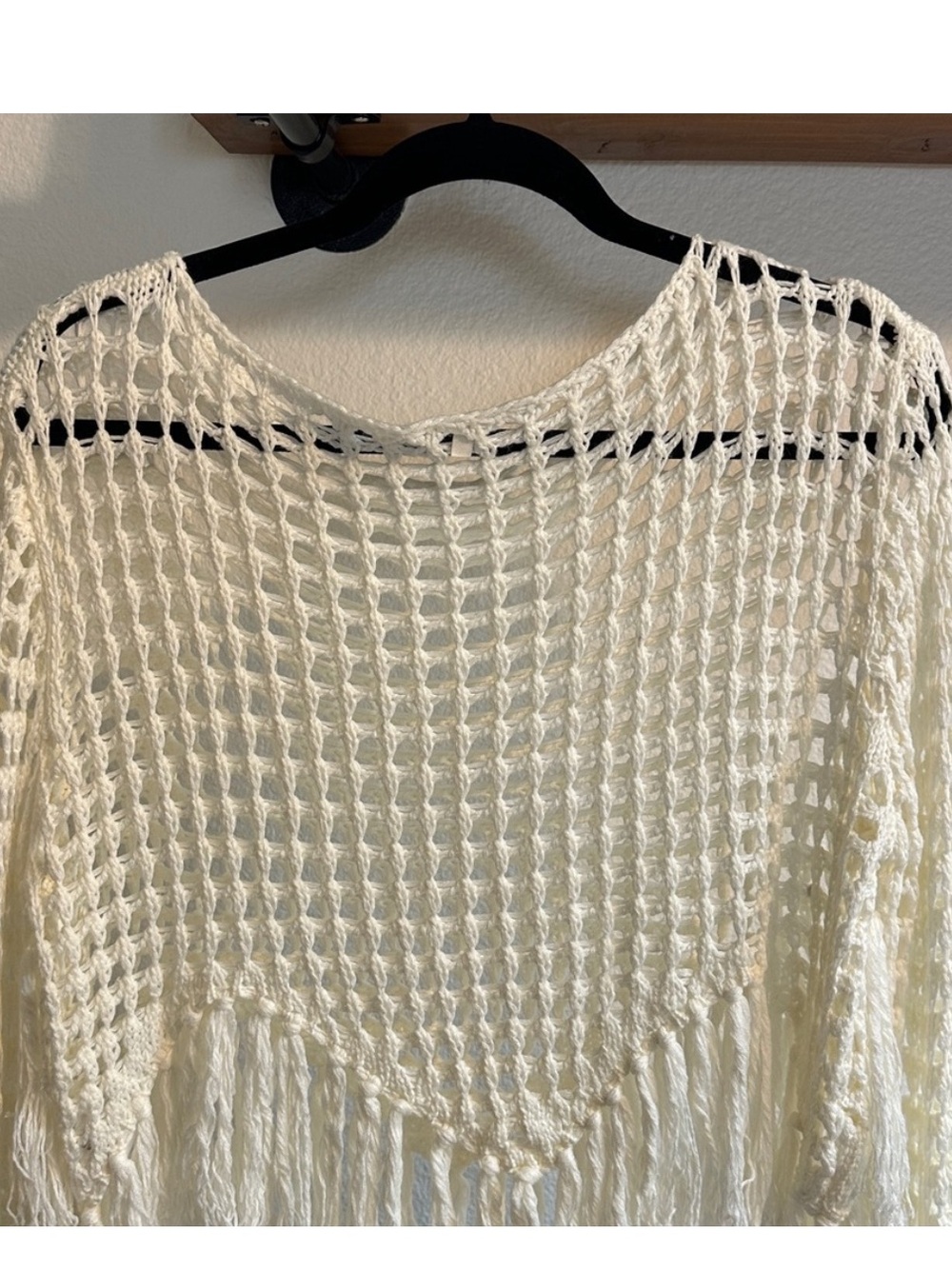 BaeVely Women's Open Knit Medium Fringe Sweater - Picture 6 of 9